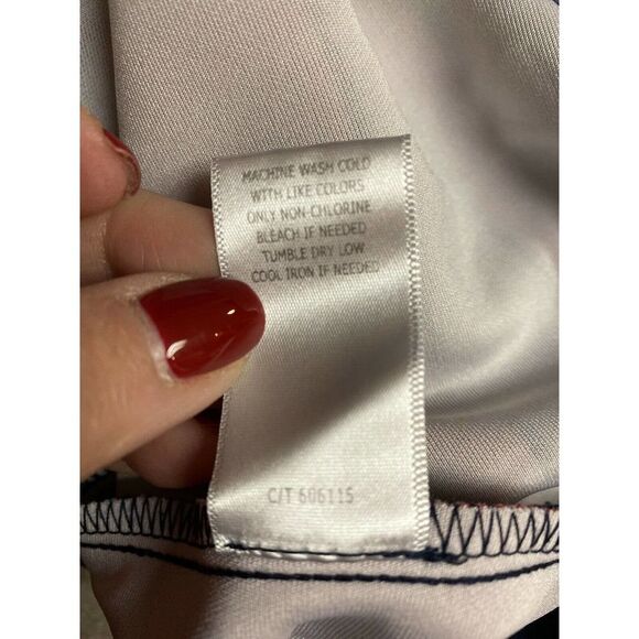 TAYLOR Pleated Pocket Floral Border Navy Coral Office Party Scuba Knit Dress - Picture 12 of 12